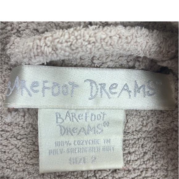 Barefoot Dreams Cozy Chic Robe Creamy Tan Ribbed Tie Waist Shawl Collar Pockets - Picture 6 of 7